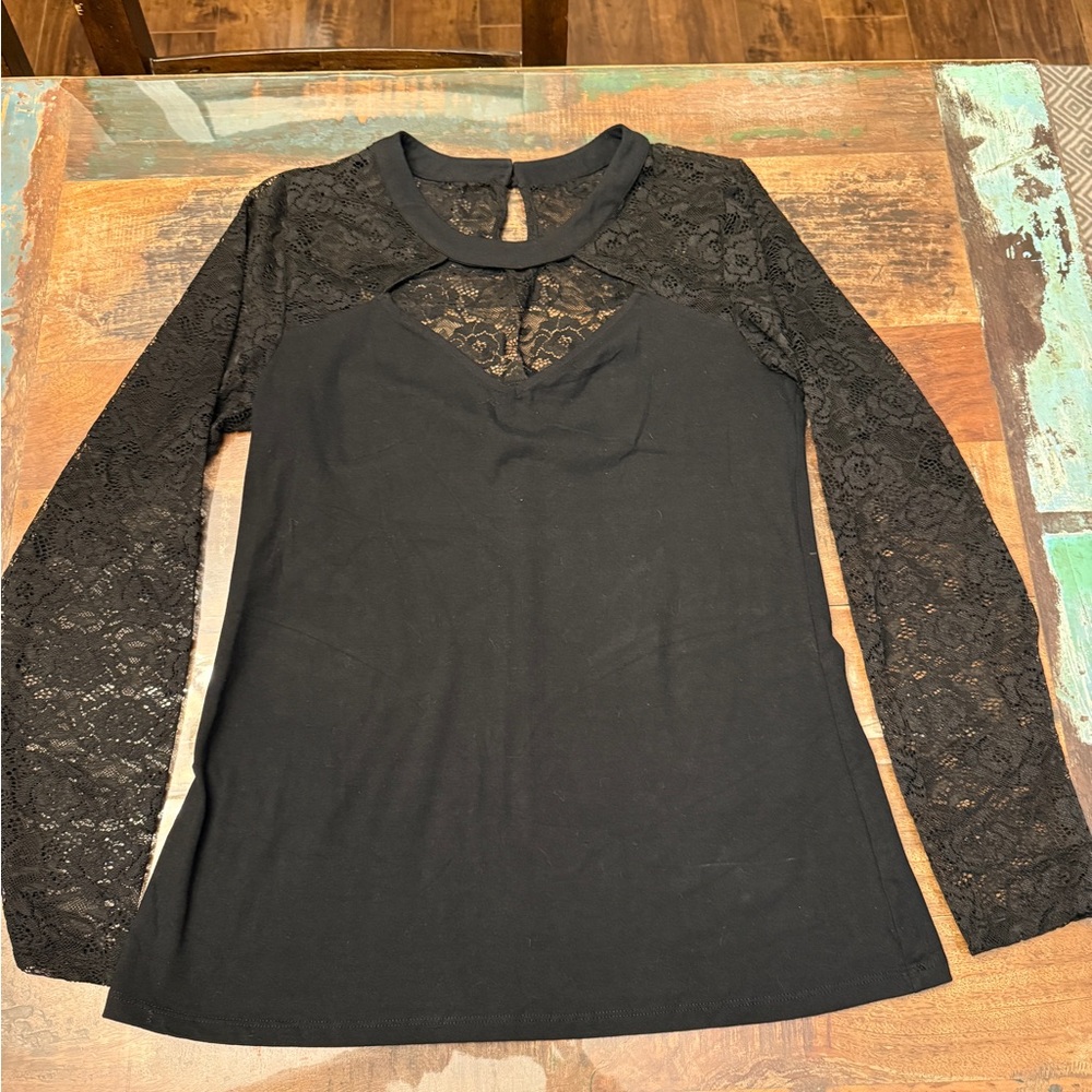Torrid Black Lace Detail Blouse
